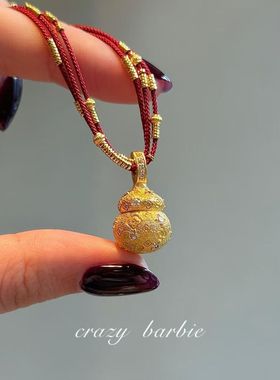 【祥云福禄】新中式葫芦吊坠项链女红色串珠锁骨链长款编绳卫衣链