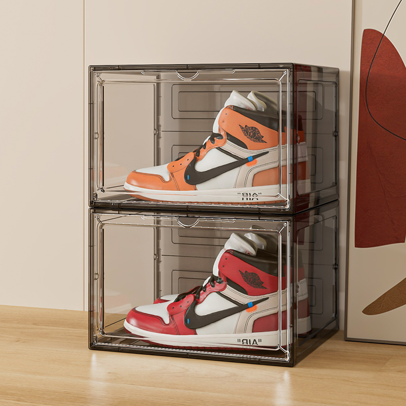 鞋盒收纳盒透明折叠侧开塑料防尘球鞋架鞋柜抽屉式省空间神器密封 - 图1