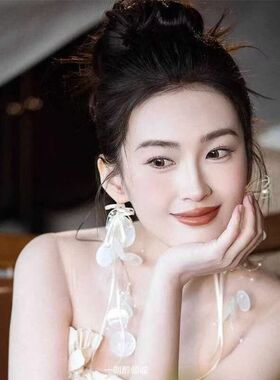 复古高级感蝴蝶结丝带耳环2026婚纱结婚夸张流苏白纱耳饰法式白色