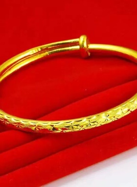 古法传承手镯沙金仿真黄金色金色素圈新款结婚款手饰手镯手链
