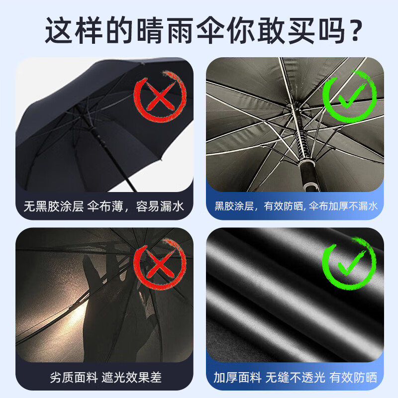 天玮反向加大加固抗风晴雨两用女黑胶防晒防紫外线雨伞商务男大号