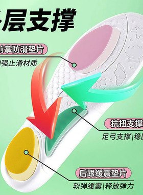 鲸鱼垫专业足弓支撑鞋垫扁平足专用运动鞋垫女款成人足外翻内八字