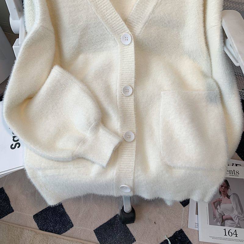 2025新款春季毛茸茸针织毛衣开衫女加厚保暖大码内搭长袖上衣女,淘宝优惠券,粉丝福利购,淘宝优惠卷