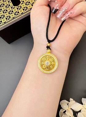 越南沙金古法八宝罗盘项链吊坠