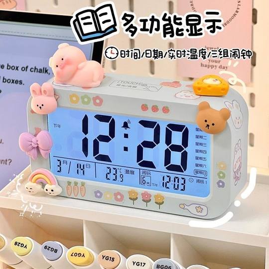 2025年新款闹钟学生儿童专用起床强力叫醒神器多功能电子时钟男女