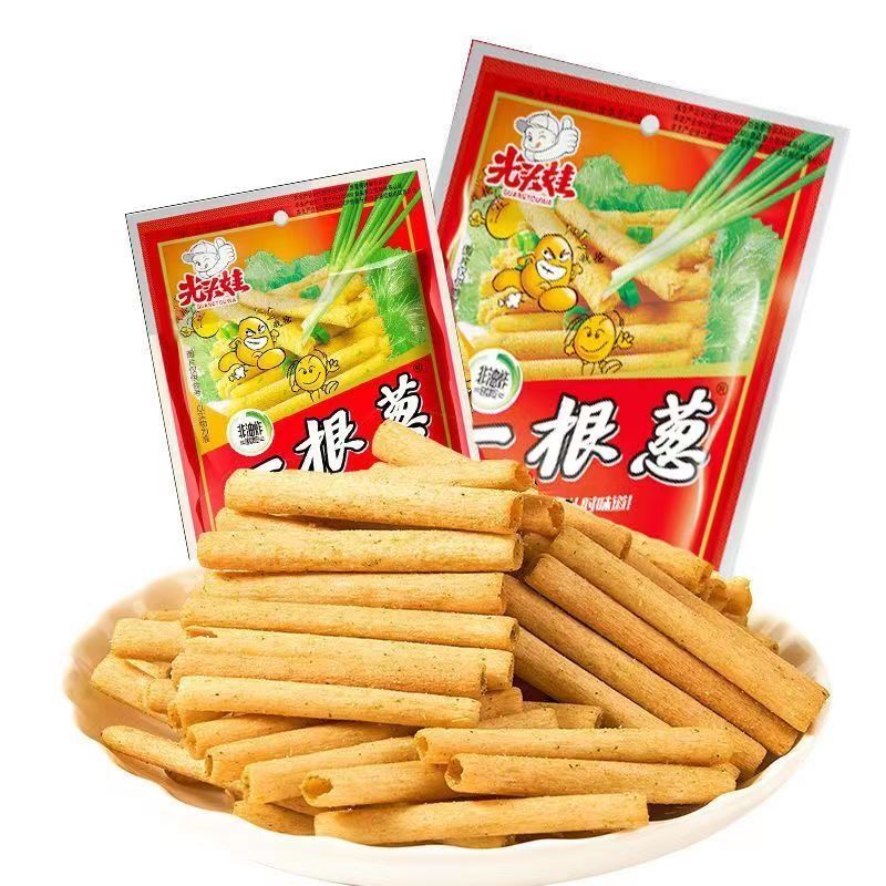 香脆可口休闲膨化食品 儿时怀旧零食品 光头娃一根葱10g*30包 - 图3