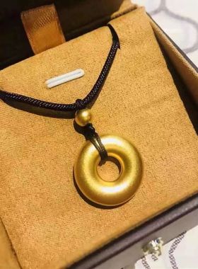 金店同款沙金平安扣佛头百福吊坠男女项链饰品南非锡金小胖实心