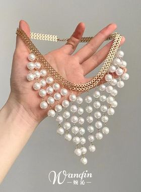 「珠帘旧梦」法式复古多流苏串珠项链高级感轻奢小众夸张锁骨链女
