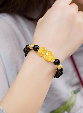 只进不出越南沙金金钱貔貅手链