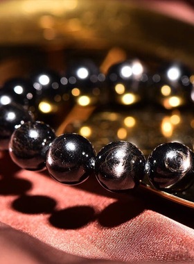 天然水晶黑铁蛋手串情侣礼物手链