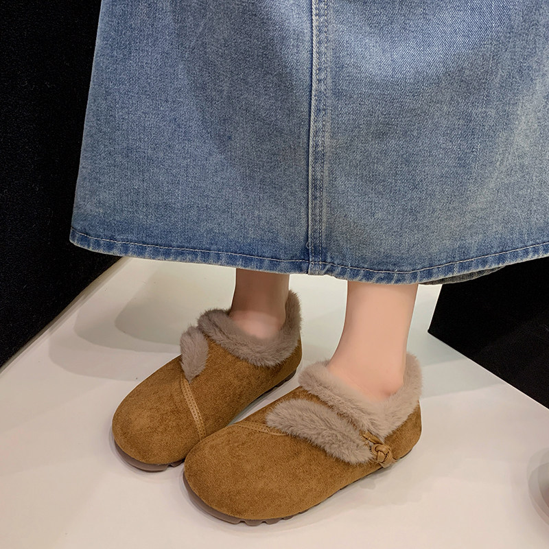 同款加绒勃肯鞋女冬季保暖一脚蹬毛毛鞋防滑软底豆豆鞋防水内增高,淘宝优惠券,粉丝福利购,淘宝优惠卷