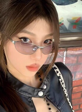 复古金属猫眼墨镜女户外朋克素颜