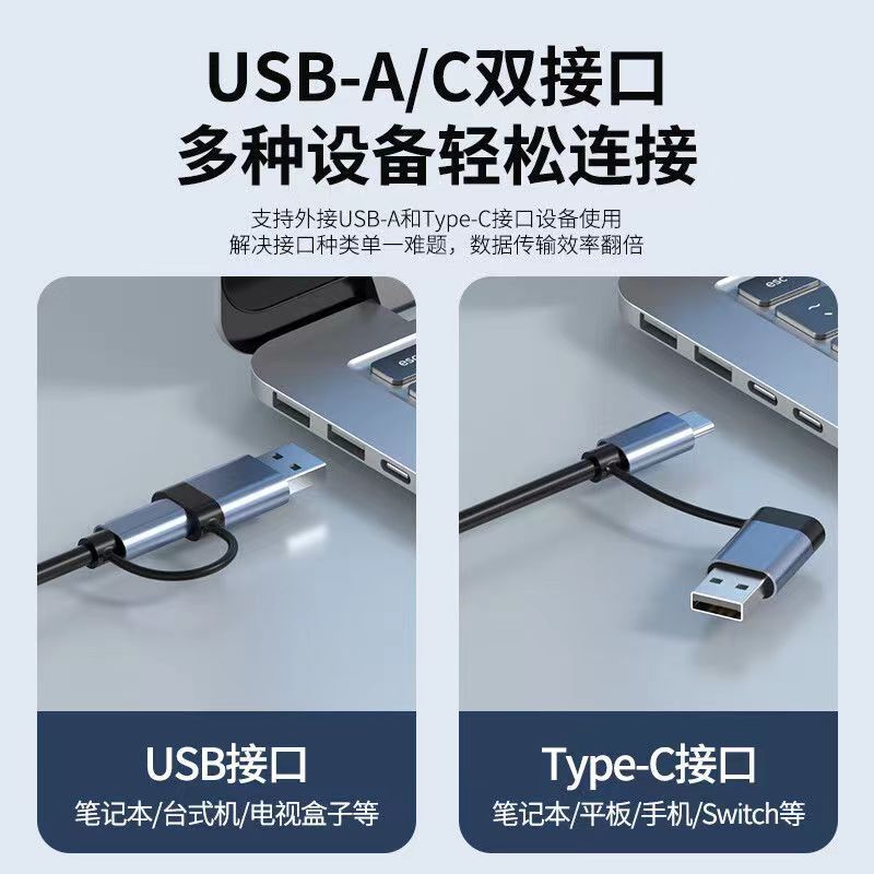 Usb3.0 extender multi-port expansion dock typec screen projection conversion usb splitter hub network cable multi-interface adapter suitable for Huawei Apple laptop iPad11 tablet