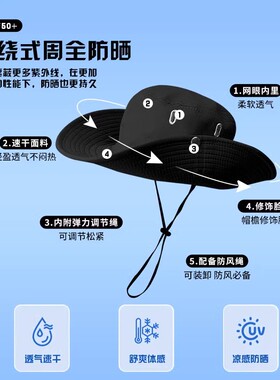 西部牛仔登山帽大帽檐防晒渔夫帽