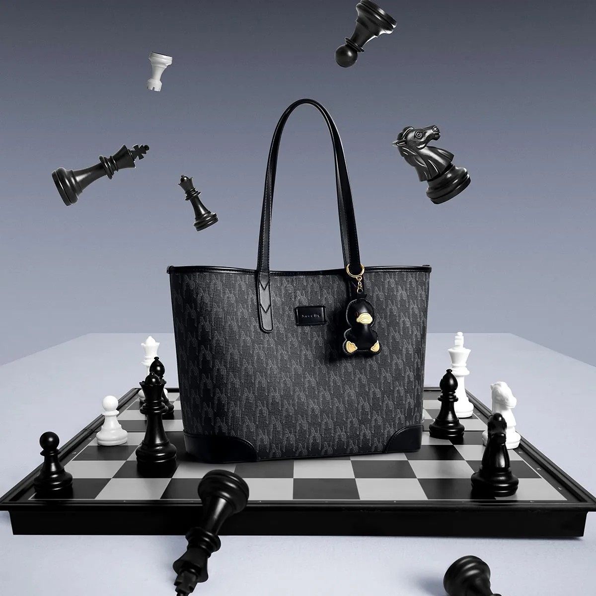 黑色鸭子托特包2026新款高级感大容量学生上课通勤单肩包送对象,淘宝优惠券,粉丝福利购,淘宝优惠卷