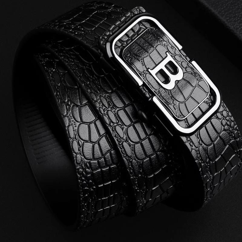 高档鳄鱼纹男士皮带送老公百搭商务腰带自动扣无牙内穿时尚裤腰带 - 图2