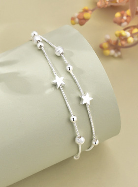 星星纯银手链女小众设计学生韩版简约个性森系闺蜜情人节生日礼物