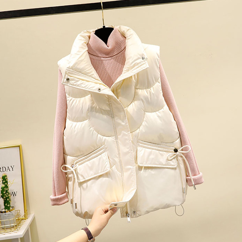 女免洗亮面羽绒棉服马甲外套
