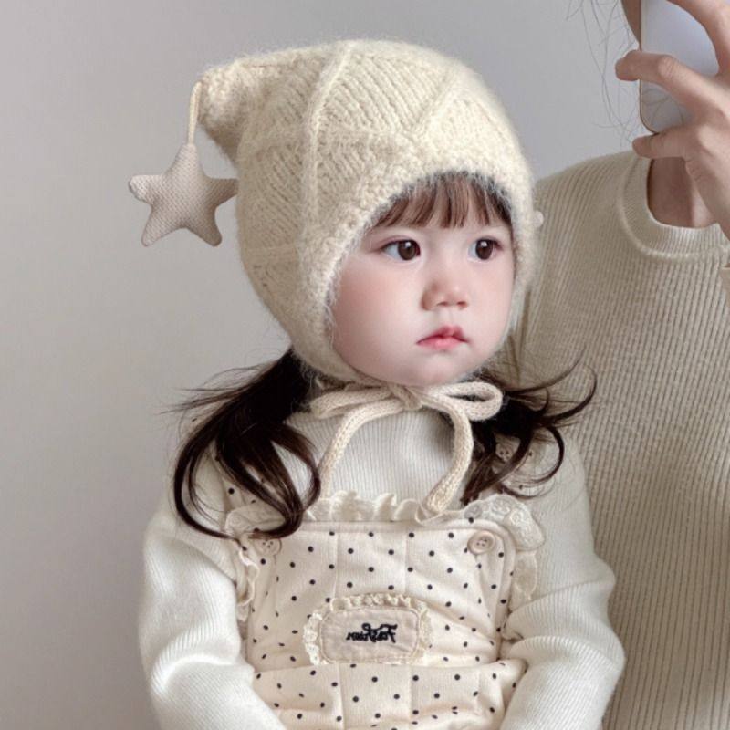 宝宝帽子冬天毛线帽男女童婴幼儿可爱星星加厚保暖针织护耳帽防风,淘宝优惠券,粉丝福利购,淘宝优惠卷