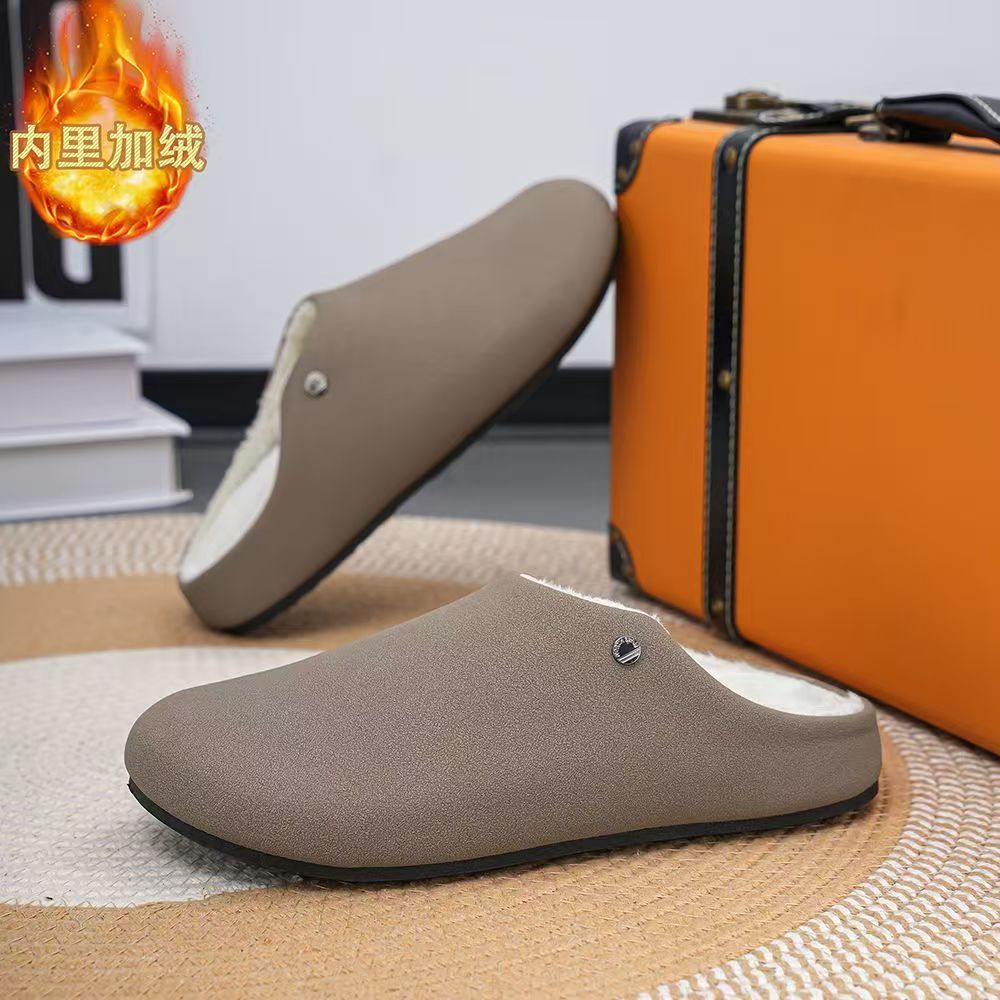 勃肯棉拖鞋男款冬季2025新款厚底防滑耐磨加绒保暖棉鞋一脚蹬半拖 - 图2