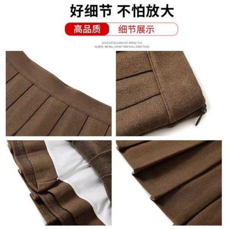 黑色毛呢百褶裙短裙女2025秋冬款高腰显瘦防走光jk半身裙加厚a字 - 图3