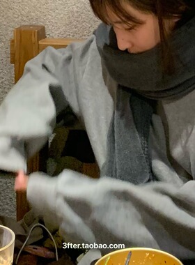 近期分享围巾一戴就发热出门随带纯灰舒适软糯男女情侣款蓝色圣诞