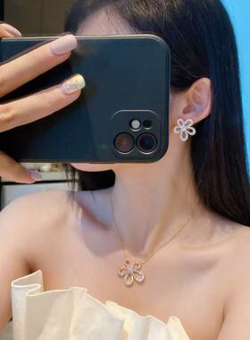 全新原单高定品质太阳花项链925银镀18k玫瑰金耳钉银色闺蜜金色