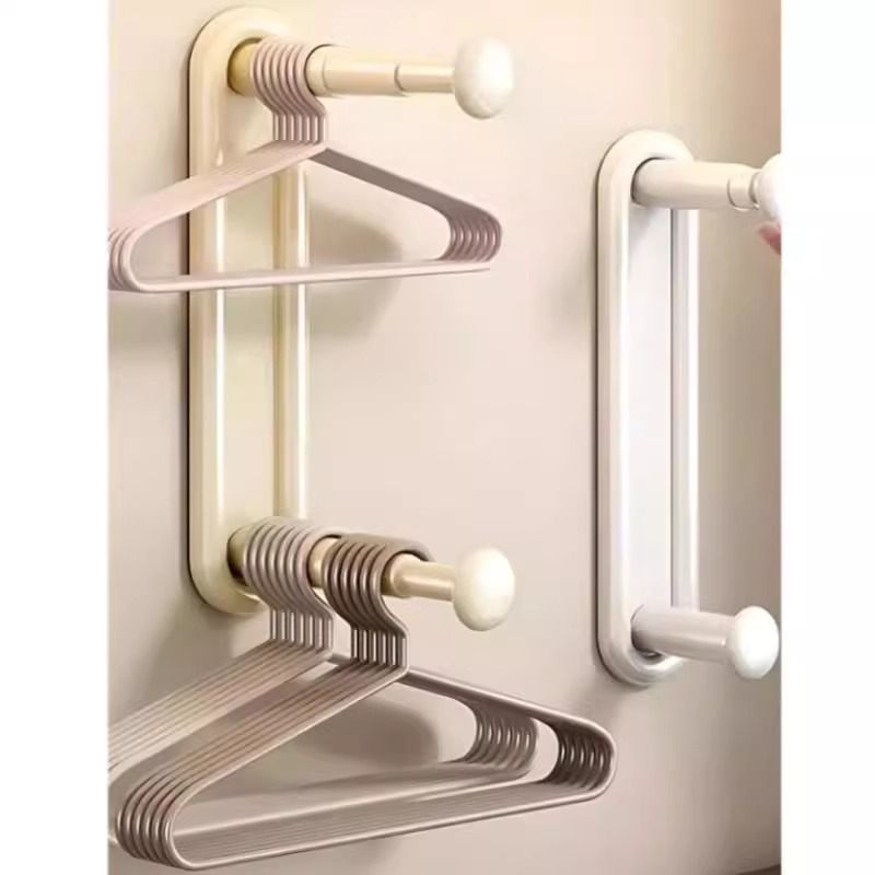 衣架收纳神器阳台放挂衣架墙上壁挂挂杆整理架晾衣架置物架伸缩 - 图2