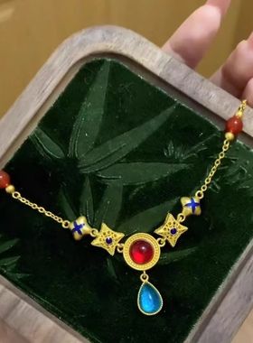 花丝宫廷复古项链女金色国风锁骨链毛衣链时尚百搭设计高级感颈链