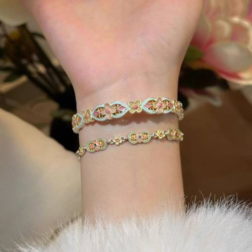 「花满筑」宫廷风花朵手镯女2025新款珐琅彩新中式国风高颜值手环 - 图3