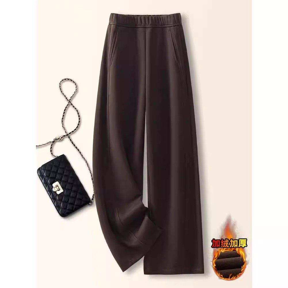 灰色直筒裤女秋冬2025新款超火加绒糯米裤九分裤毛呢阔腿裤大码,淘宝优惠券,粉丝福利购,淘宝优惠卷