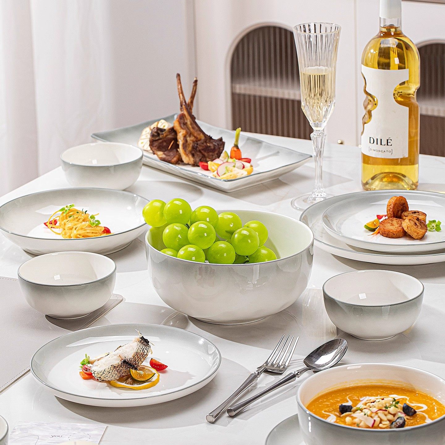 碗碟套装家用2025新款高颜值陶瓷餐具套装碗筷盘子碗具釉下彩碗盘,淘宝优惠券,粉丝福利购,淘宝优惠卷