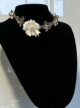 中古vintage多层叠戴串珠花朵项链甜酷高级感锁骨链时尚气质颈链