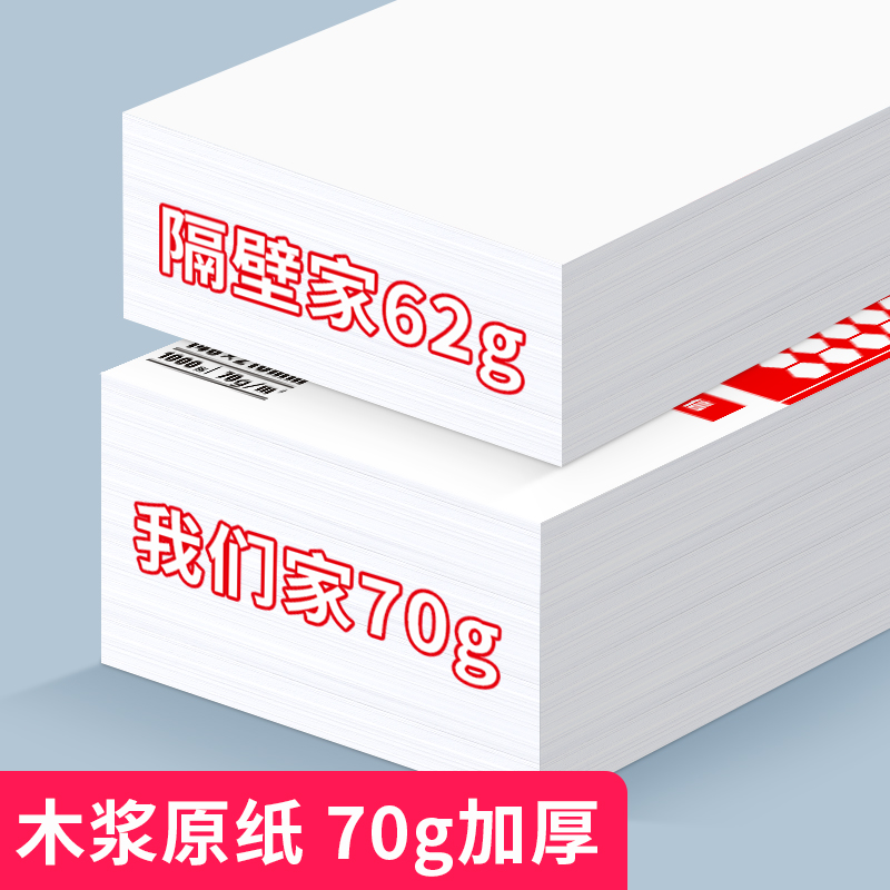 a3纸打印纸复印纸70g500张办公用品a5白纸演算纸80g加厚凭证纸草稿纸试卷纸学生用纸整箱包邮纸业多功能双面 - 图2