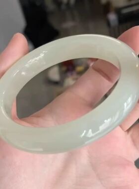 爆款仿新疆和田玉手镯女款晴水青白玉正圈正条细条圆条证书