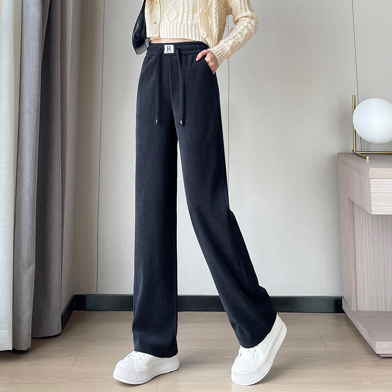 韩版秋冬季高腰窄版阔腿裤女加绒加厚直筒裤宽松大码休闲裤子外穿,淘宝优惠券,粉丝福利购,淘宝优惠卷