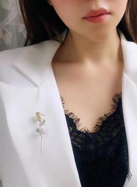 DIY配件 新款明星同款日韩时尚外套别针衬衫个性玫瑰花珍珠胸针女