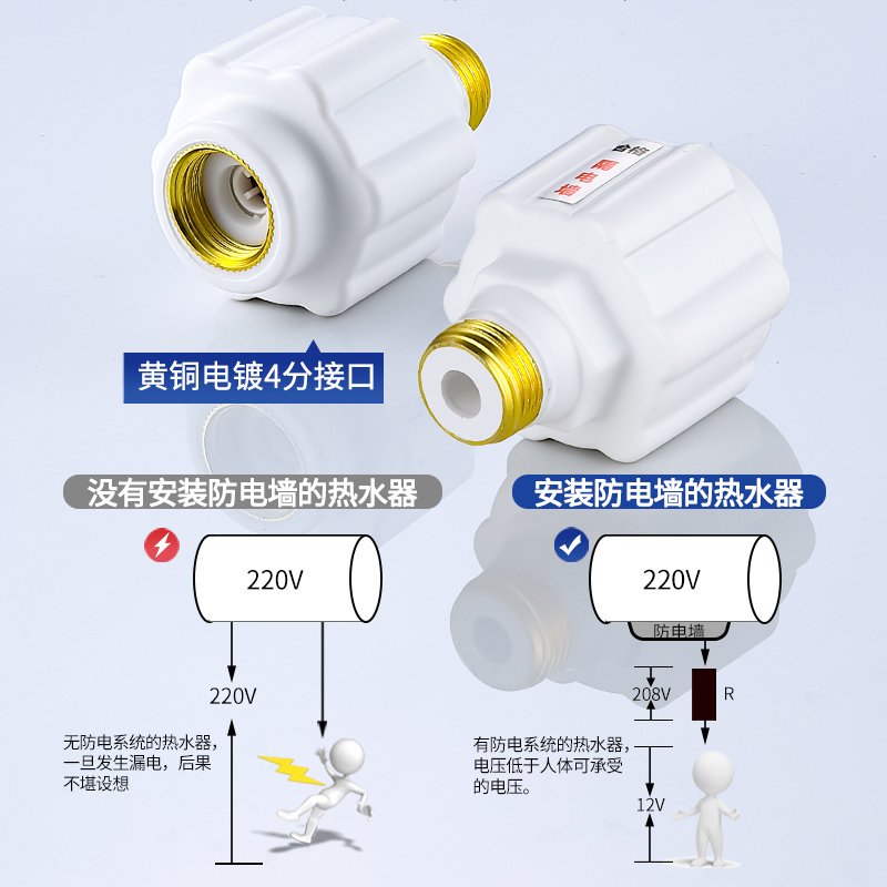 热水器防电墙接头防漏电通用型电热水器隔电墙配件加长4分淋浴-图1