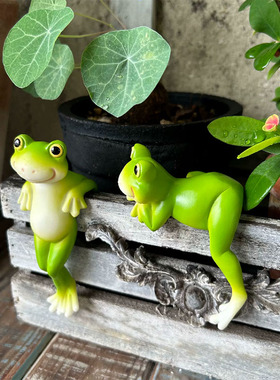 卡通青蛙庭院鱼缸挂件