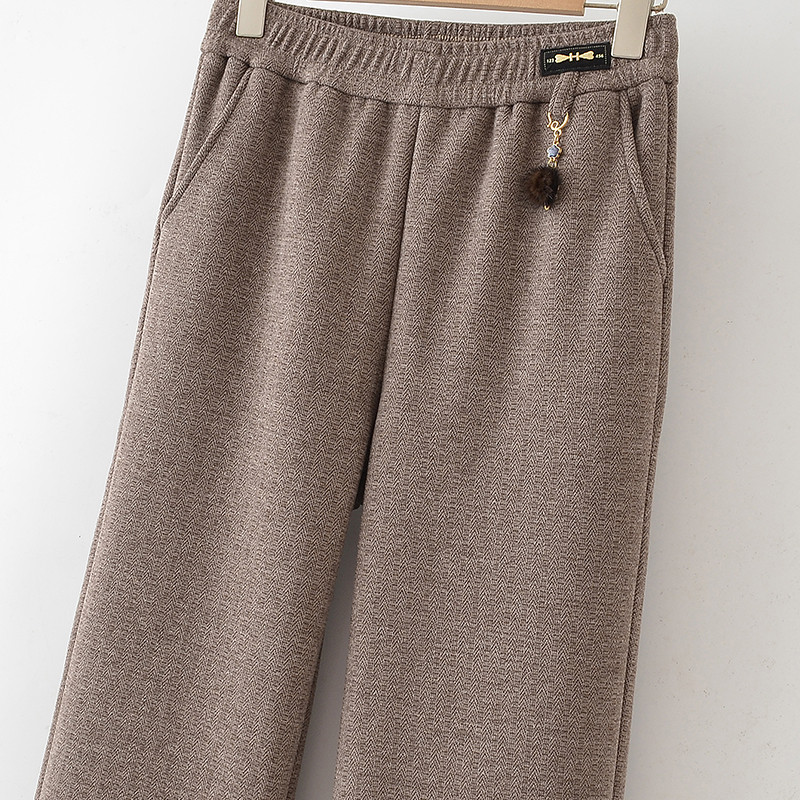中老年女秋冬新款加绒长裤加厚休闲直筒裤松紧腰大码妈妈老人裤子,淘宝优惠券,粉丝福利购,淘宝优惠卷