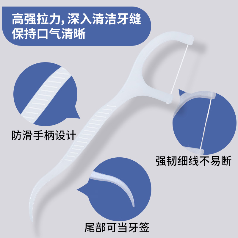 超细细滑牙线棒一次性家庭装牙线便携牙线盒牙签6盒300支护理深洁-图0