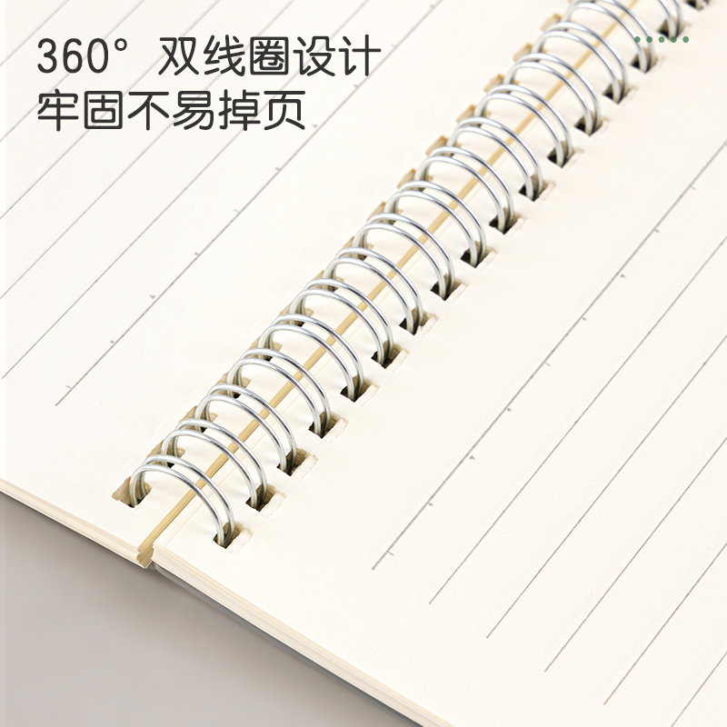 得力线圈本b5笔记本本子a5横线加厚错题本日记本网格摘抄本记事本透明活页本文具上翻方格平摊考研内页封面-图0