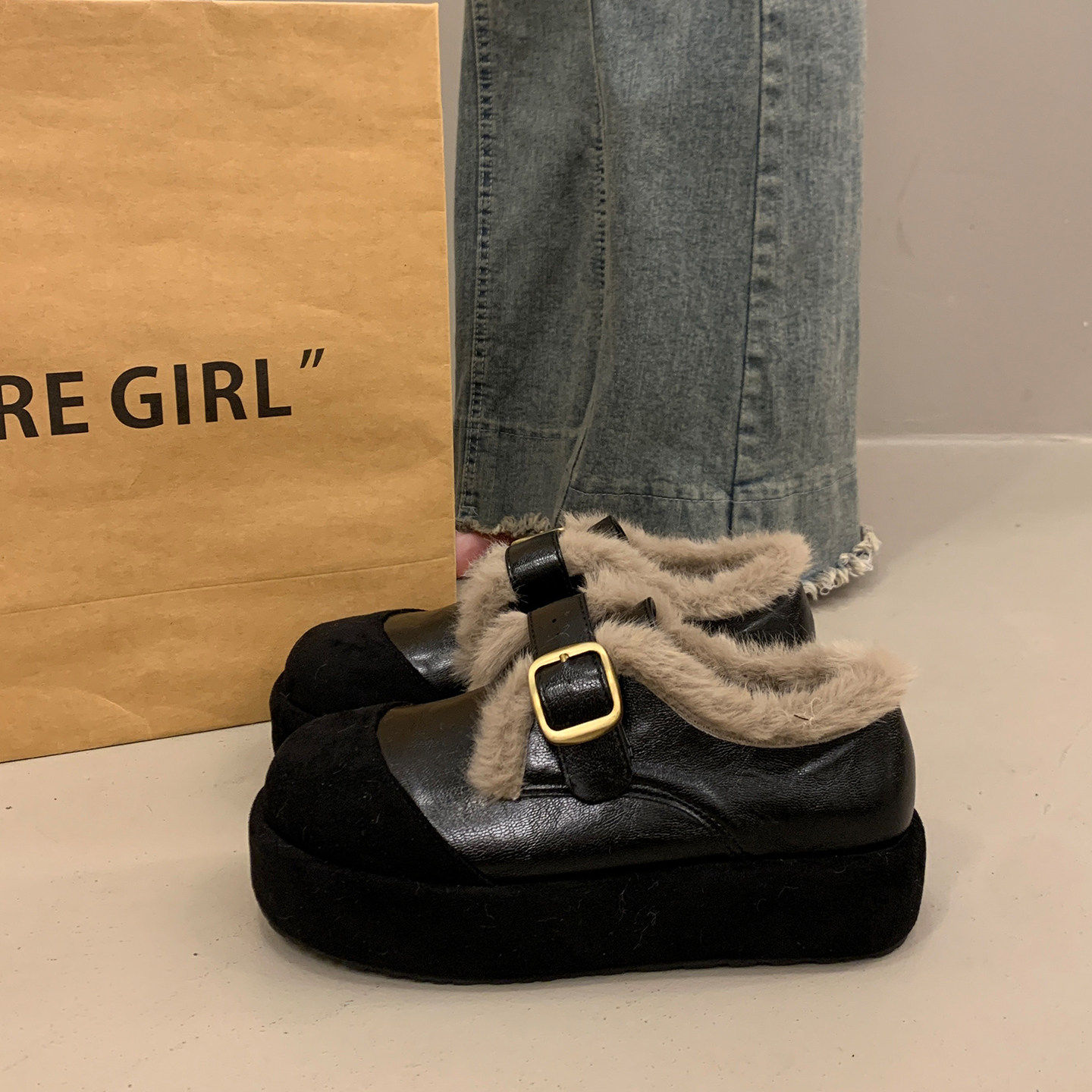 超火加绒毛毛勃肯鞋女毛绒厚底棉鞋2025新款爆款复古皮鞋深口单鞋,淘宝优惠券,粉丝福利购,淘宝优惠卷