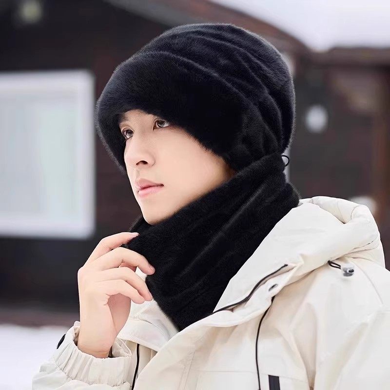 帽子男士2025新款秋冬季加绒加厚保暖围脖护耳骑行套头帽套装防风,淘宝优惠券,粉丝福利购,淘宝优惠卷