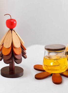 圣诞树实木隔热垫桌垫防烫耐高温创意乔迁礼锅垫餐边柜摆件装饰品