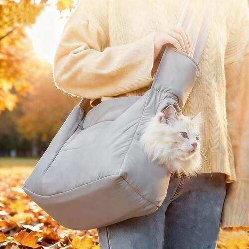 猫包猫咪外出包便携简约手提单肩包保暖袋可露头猫咪狗狗外出神器 - 图2
