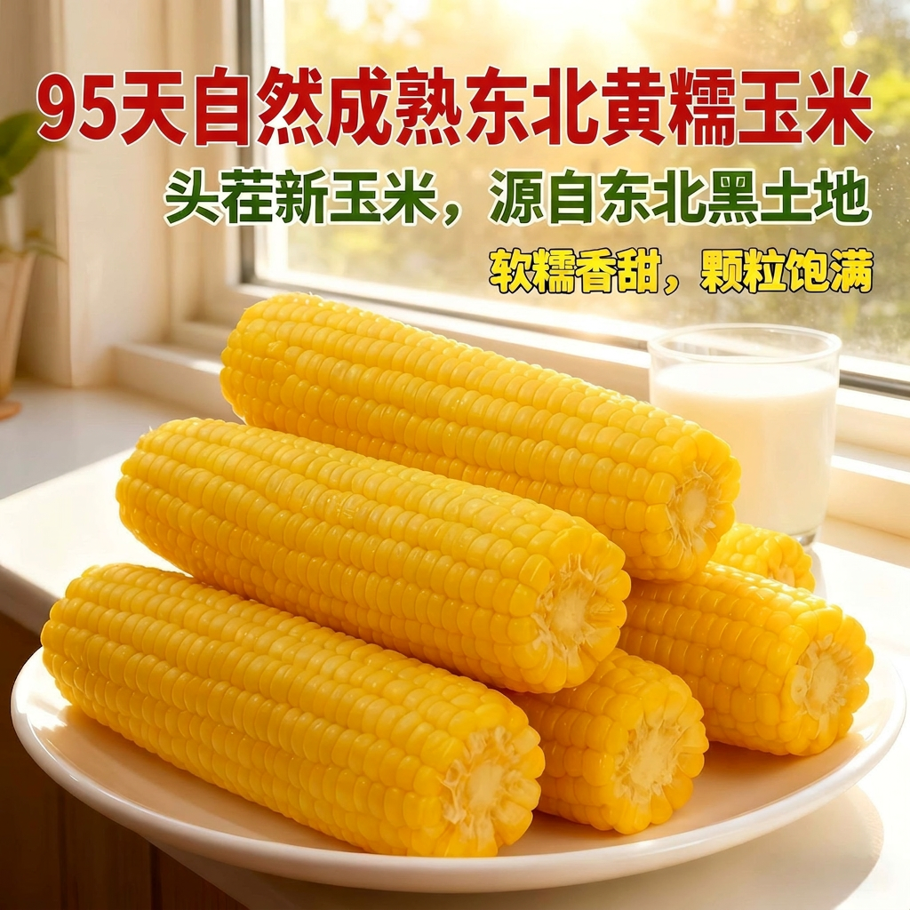 平晏铺子东北黄糯玉米10支起低脂甜糯粗粮新鲜拉丝粘苞米甜玉米
