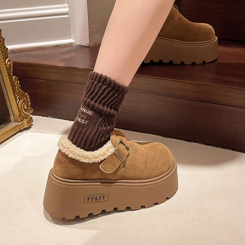 厚底增高雪地靴女加绒加厚勃肯鞋2025新款冬季爆款乐福鞋雪地棉鞋,淘宝优惠券,粉丝福利购,淘宝优惠卷