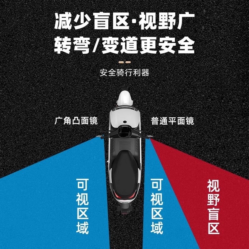 电动自行车后视镜通用电瓶车倒车镜大视野凸面镜电摩踏板车反光镜 - 图0