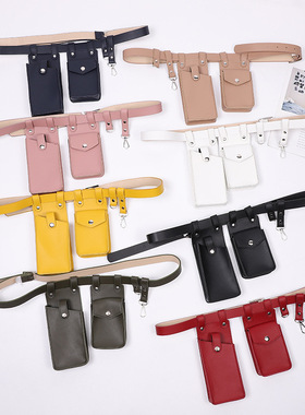 两件套机车包2021新款手机包包女斜挎时尚PU皮带腰包跨境潮斜挎包